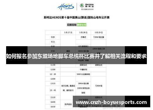 如何报名参加东盟场地脚车总统杯比赛并了解相关流程和要求